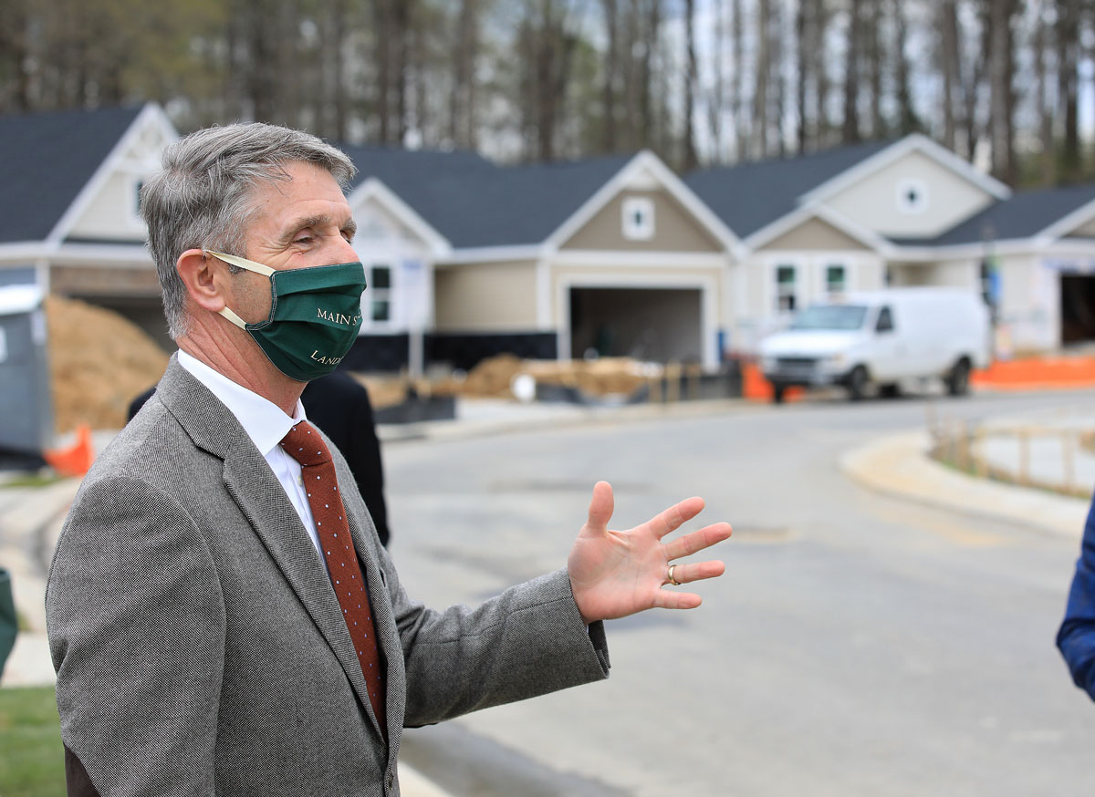Congressman Rob Wittman visited the Main Street Landing development in Gloucester to learn about the aging in place features being built into the homes Thursday April 1, 2021.